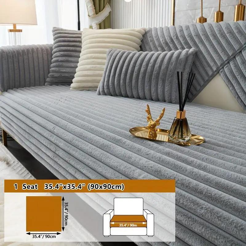 Luxurious rabbit-fur sofa slipcover by topspet, non-slip light grey for dogs