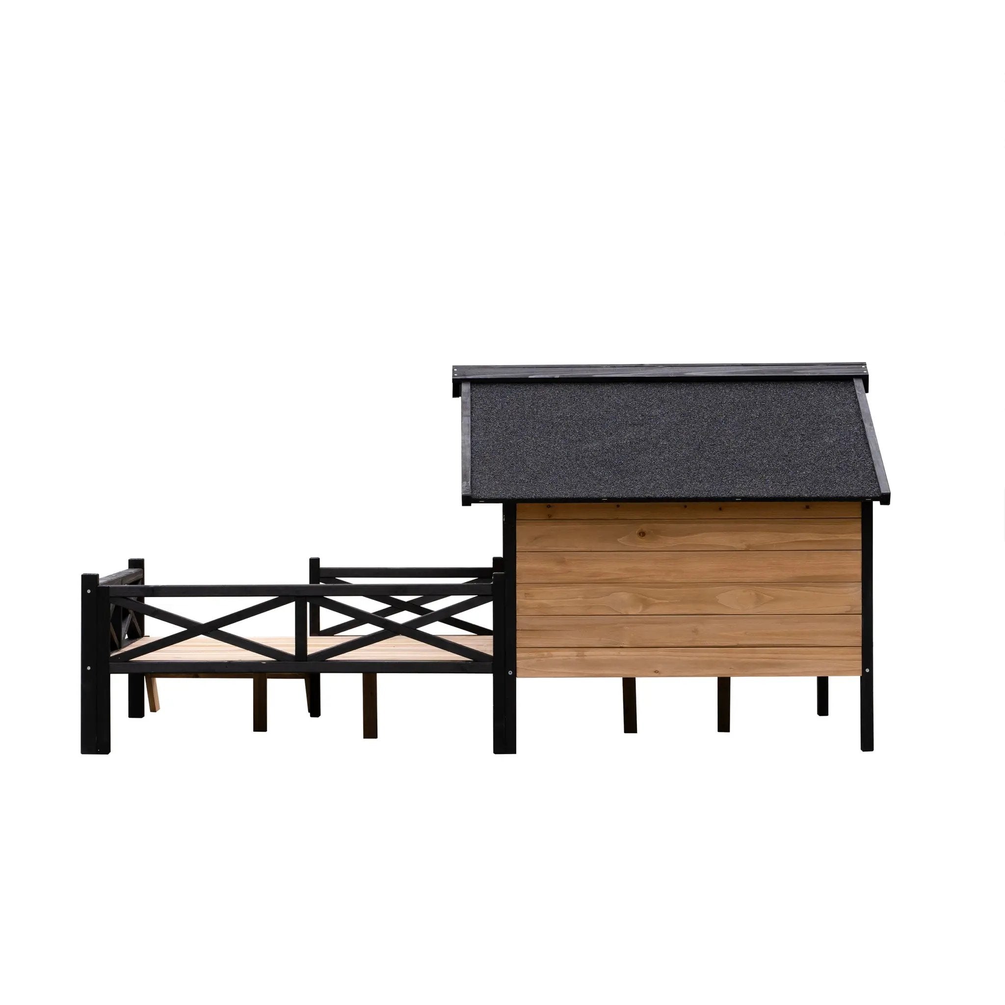 Outdoor Large Wooden Cabin House Style Dog Kennel with Porch by HouseOfZazla