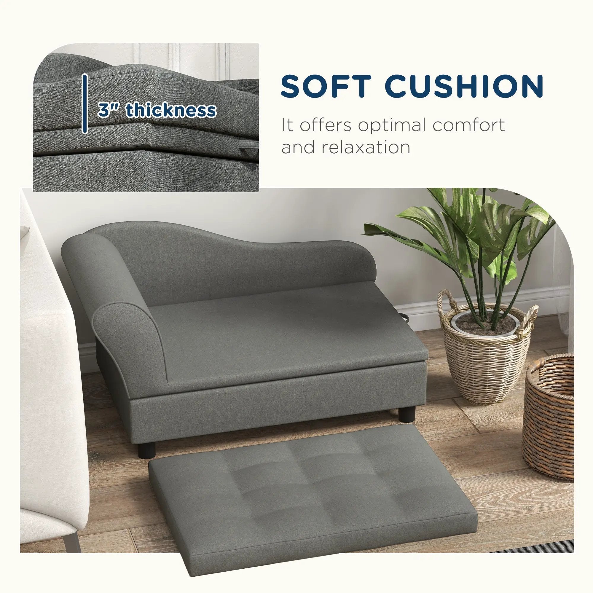 PawHut Pet Sofa Dog Couch Gray by HouseOfZazla