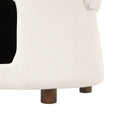 Load image into Gallery viewer, Beige pet-friendly chair with hidden pet nook, fabric upholstery, dark wood legs by Home Furnishers.
