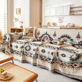 Load image into Gallery viewer, Topspet extra large sofa cover in beige and blue geometric pattern, stretchable furniture protector

