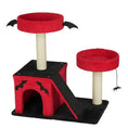 Bild in Galerie-Betrachter laden, Cat climbing frame Halloween Gothic cat tree by Pear Daisy, red and black with dual perches and ramp
