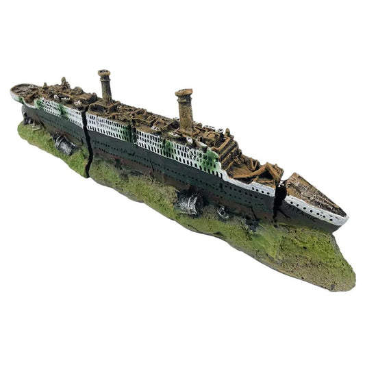 VMCN Titanic Shipwreck Aquarium Decorations Ship Wreckage Aquarium Ornament for Fish Tank Sunken Ship Ornament Aquarium Environment Friendly Decorations – Medium （White） - from For Animals, With Love