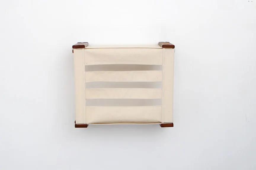 Enclosed Cat Bed - Cat Wall Cubby, beige fabric with wood frame.