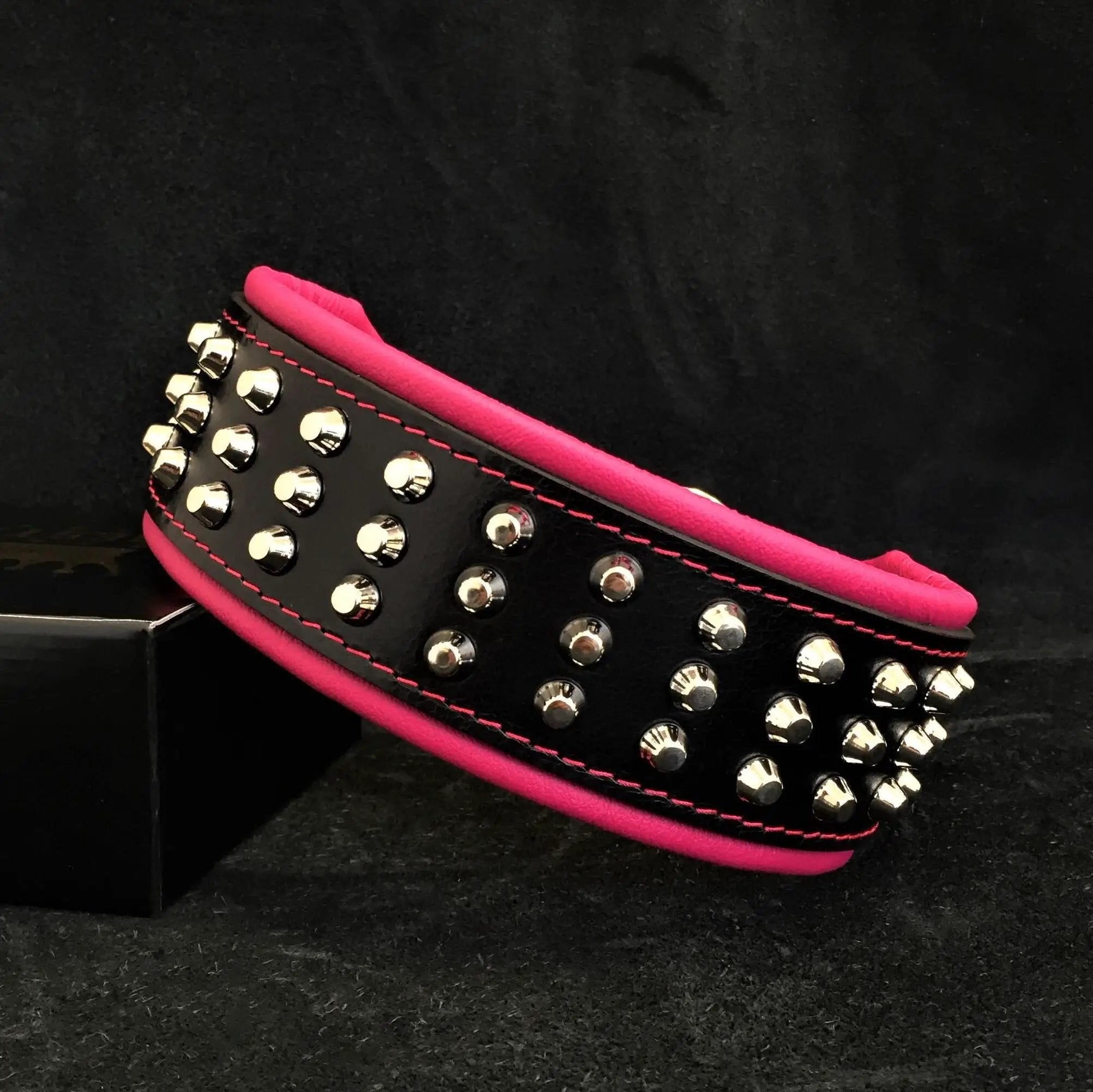 Bestia Custom Dog Gear Stud Collar With Nickel Plated Barrel Studs by Bestia Dog Gear