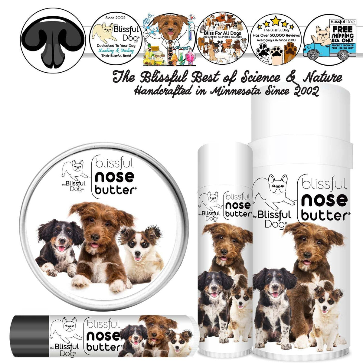 Nose Butter for Dogs, 3 Cute Puppies Label, view 2