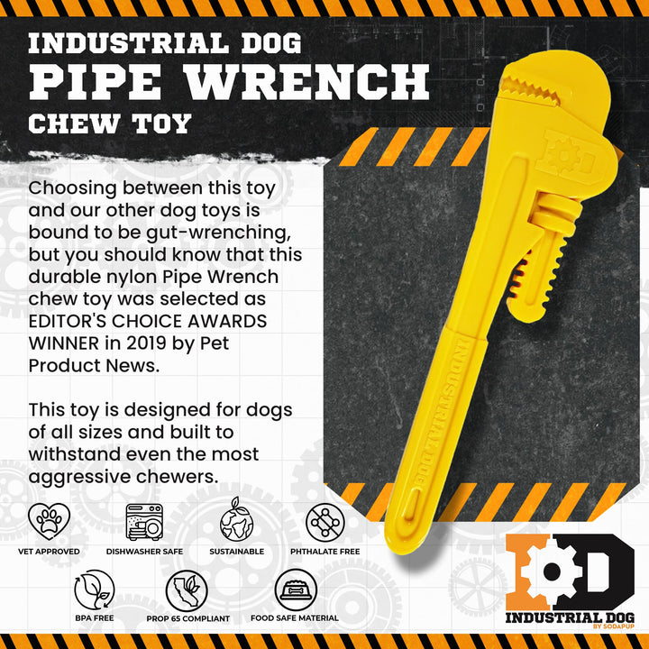 SodaPup Pipe Wrench nylon dog chew toy in yellow or brown, view 5