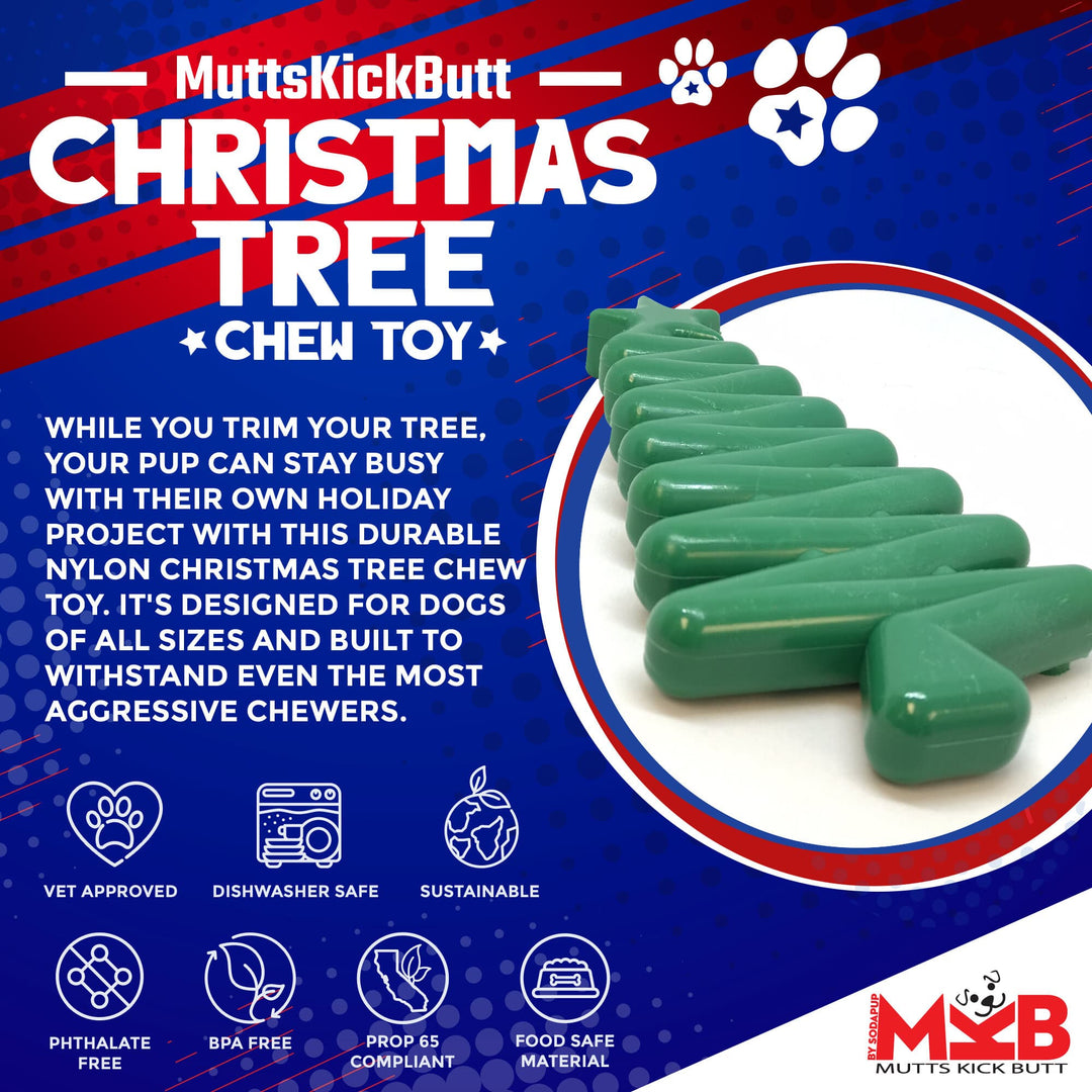 SodaPup Christmas Tree nylon dog chew toy in green, view 3