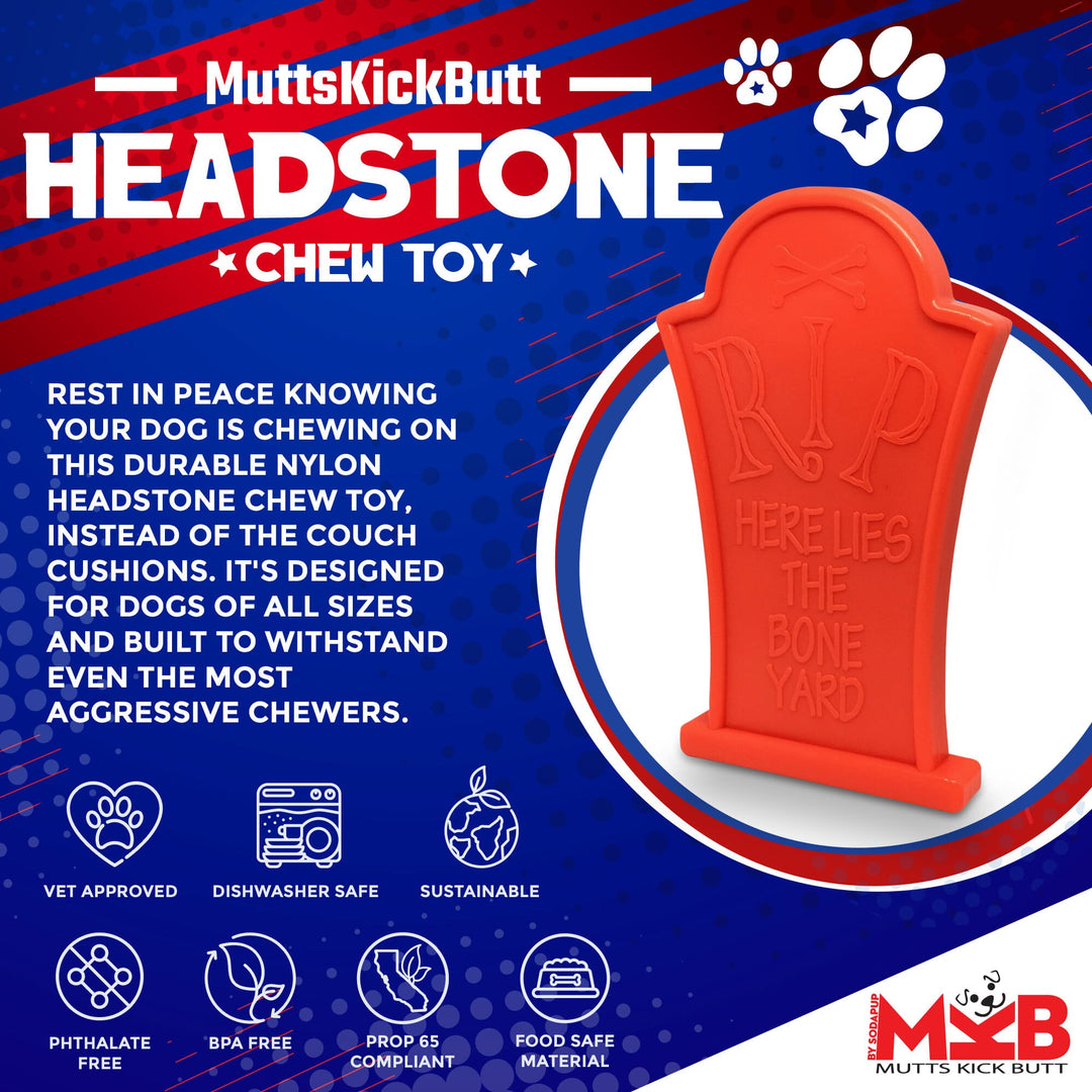SodaPup Headstone nylon dog chew toy in orange, view 2