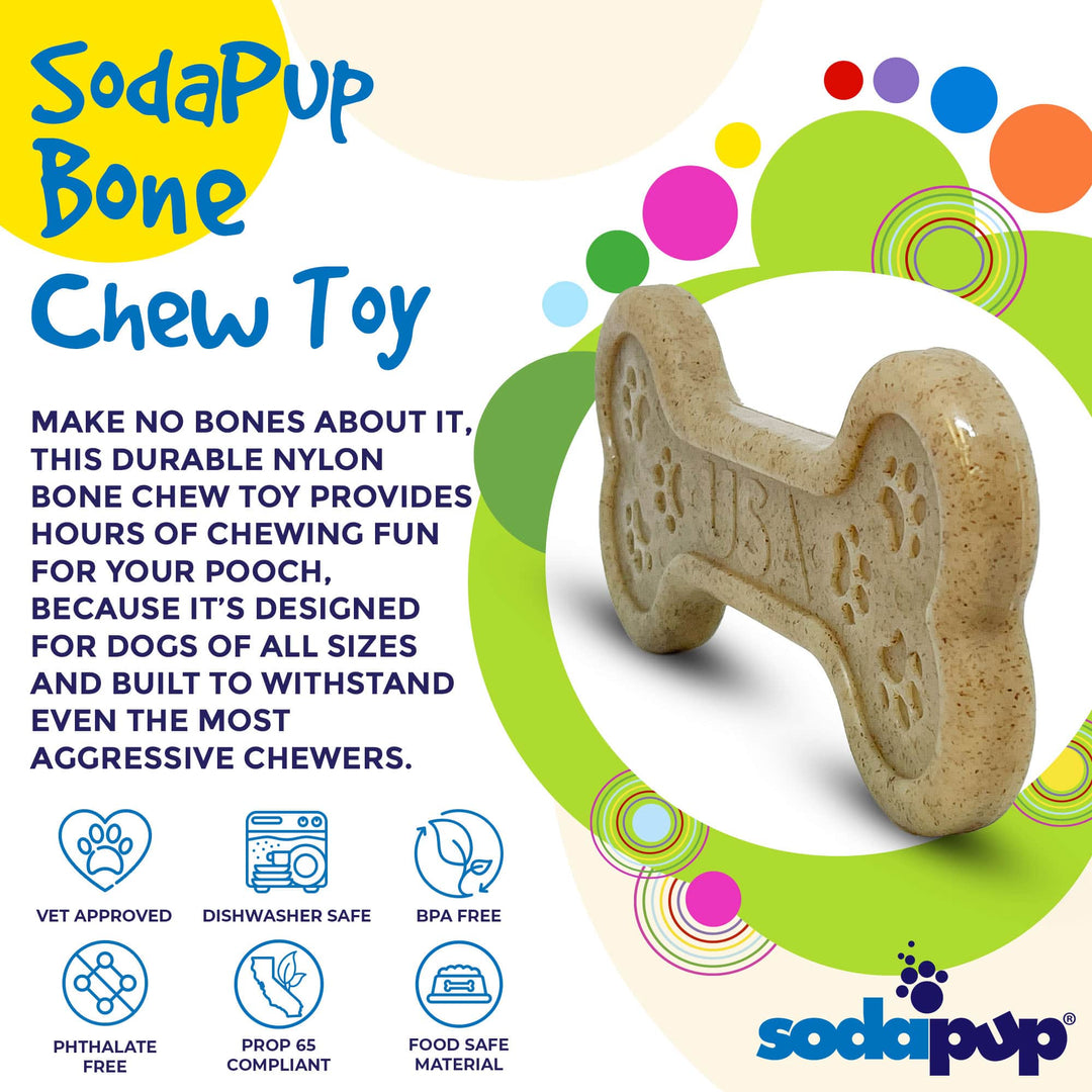 SodaPup Bone eChew nylon dog chew toy in brown, view 5
