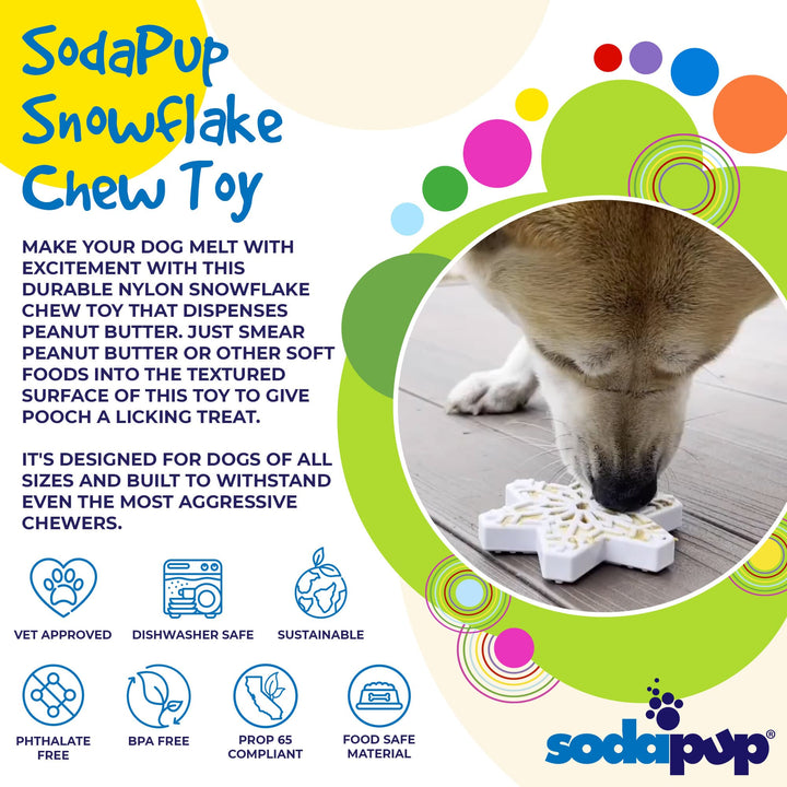 SodaPup Snowflake nylon dog chew toy in white, view 2