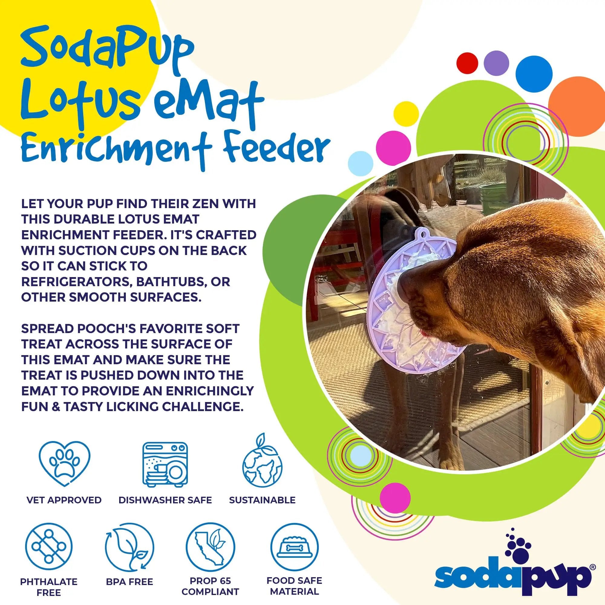 Lotus Design emat - Enrichment Lick Mat For Dogs and Cats - With Suction Cups | USA Made by SodaPup/True Dogs, LLC