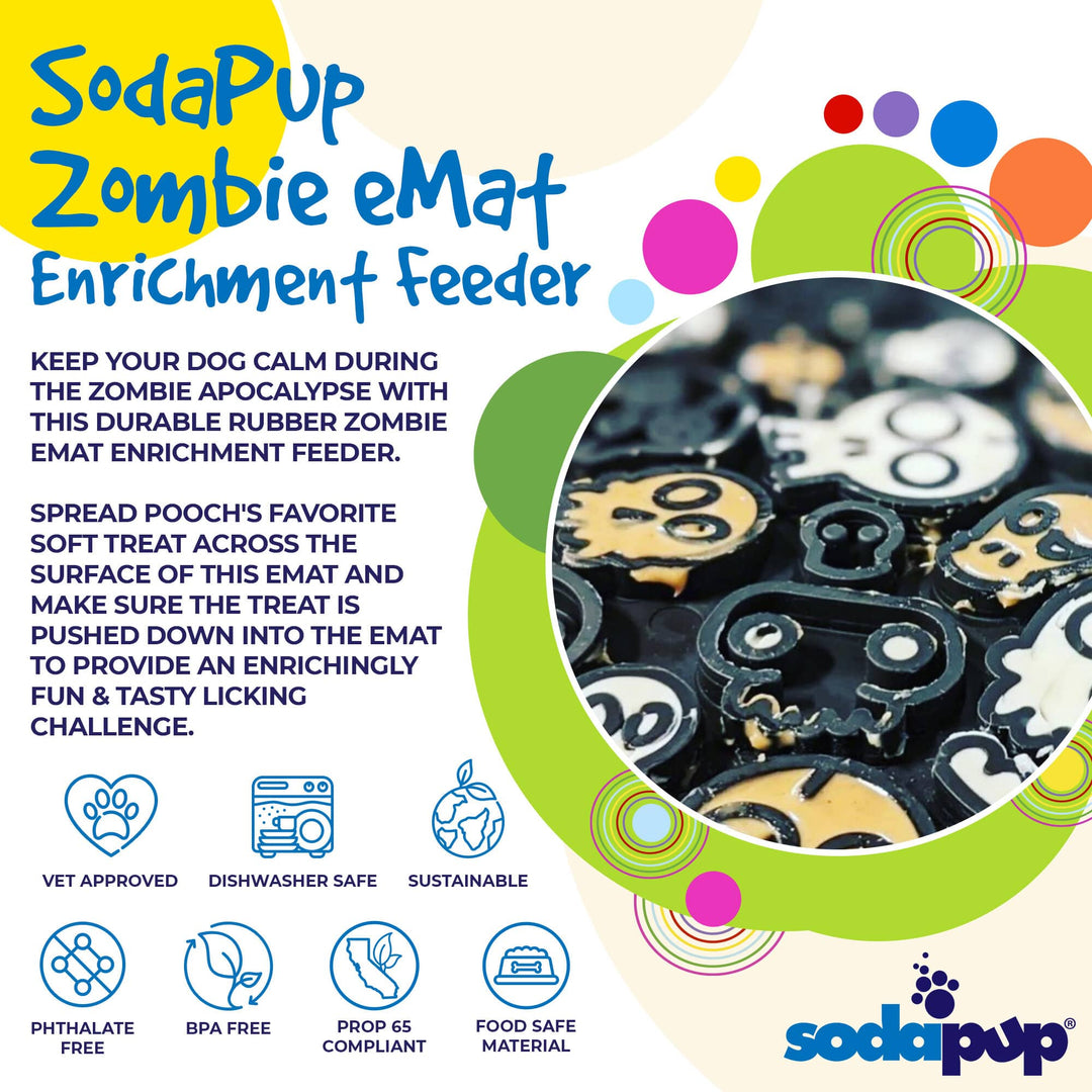 SodaPup Zombie eMat TPE lick mat in black or orange, view 5
