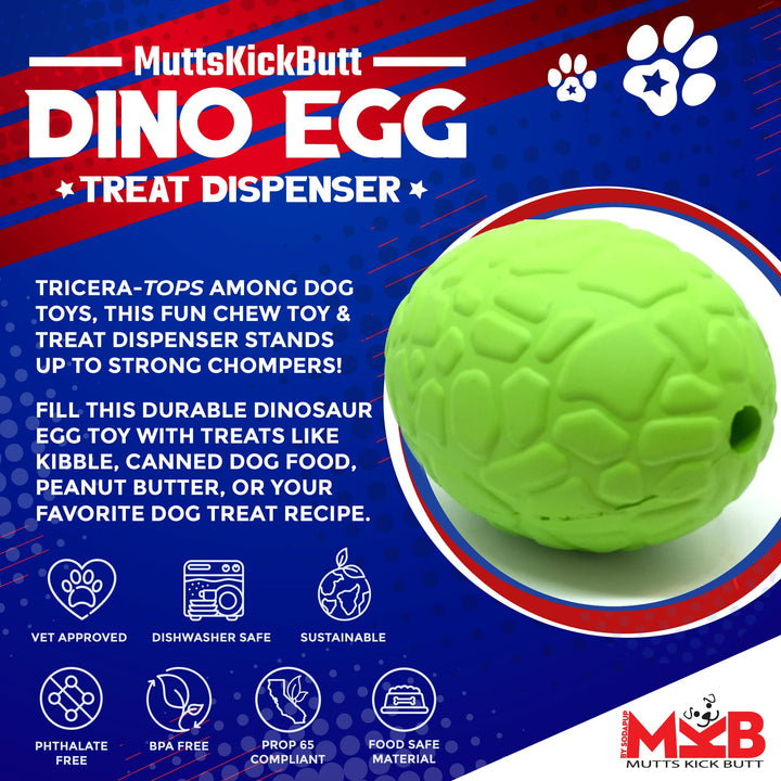SodaPup Dinosaur Egg rubber dog toy and treat dispenser in green, view 2