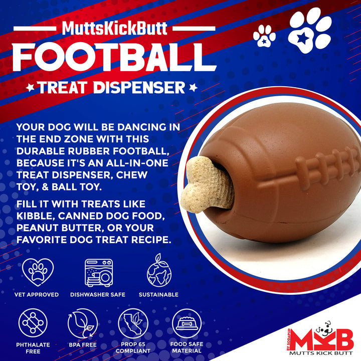 SodaPup Football natural rubber dog toy treat dispenser, view 5