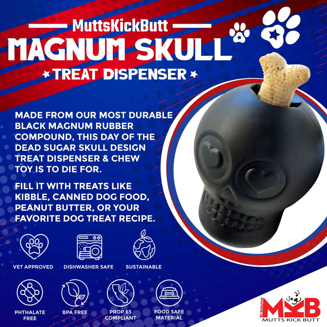 SodaPup Magnum Sugar Skull Rubber Dog Treat Dispenser (Large)