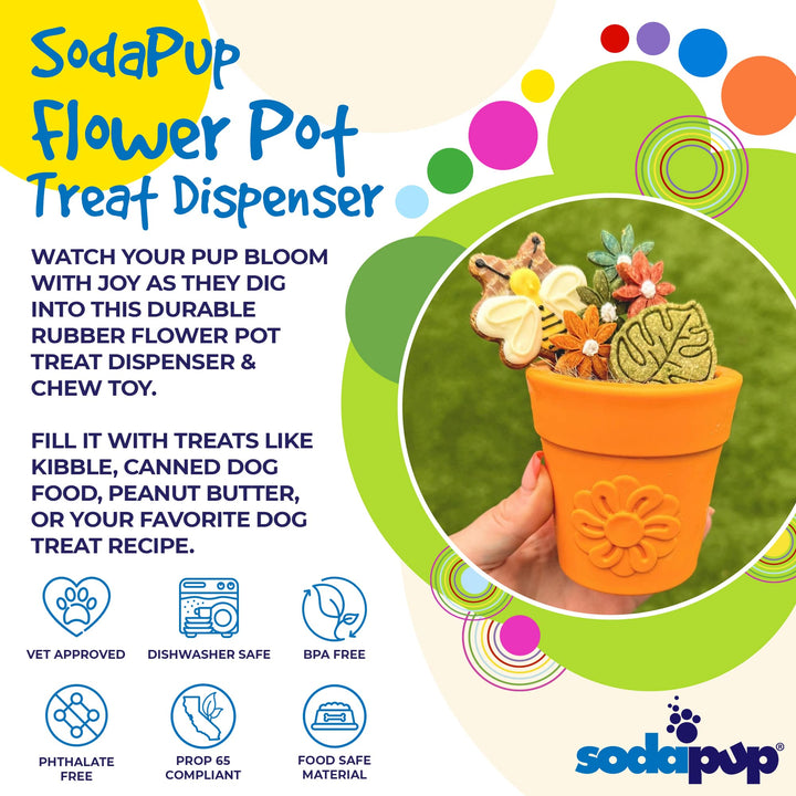 SodaPup Flower Pot rubber eCup dog treat dispenser in green, view 6
