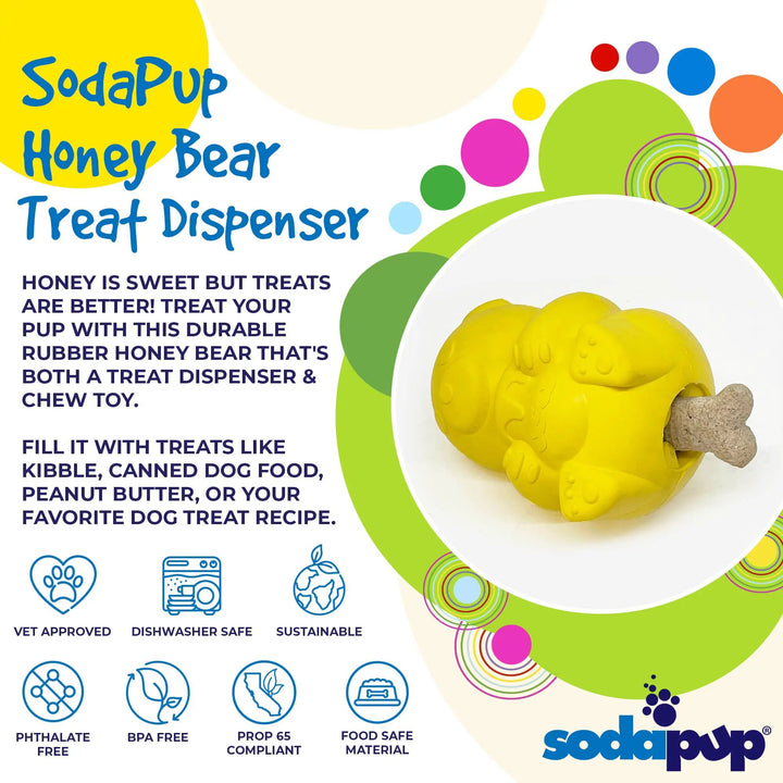 SodaPup Honey Bear rubber eDispenser treat toy, view 3