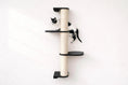 Charger l'image dans la visionneuse de la galerie, Wall Mounted Cat Climbing Pole with sisal-wrapped beige post and 3 black platforms
