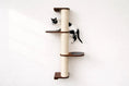 Charger l'image dans la visionneuse de la galerie, Wall Mounted Cat Climbing Pole - Sisal, sisal-wrapped post with wooden shelves and a cat climbing.
