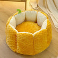 Bild in Galerie-Betrachter laden, Pumpkin Nest Plush Pet Bed; orange-yellow round bed with cream inner lining
