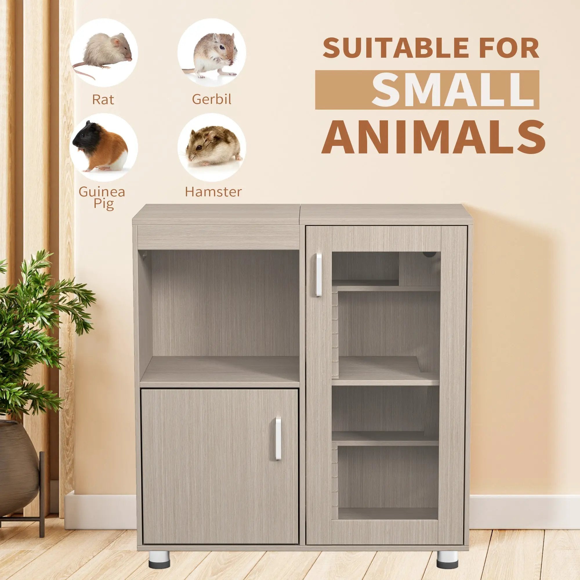 Living World Four Tier Wood Guinea Pig Cage XL With Storage Cabinet by V.I.P Digital Presence