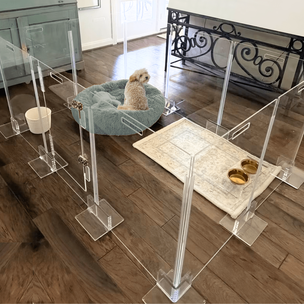 Hiddin Clear Acrylic Pet Playpen with Door – 32 in High