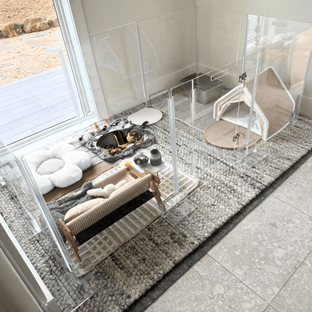 Hiddin Clear Acrylic Pet Playpen with Door – 32 in High