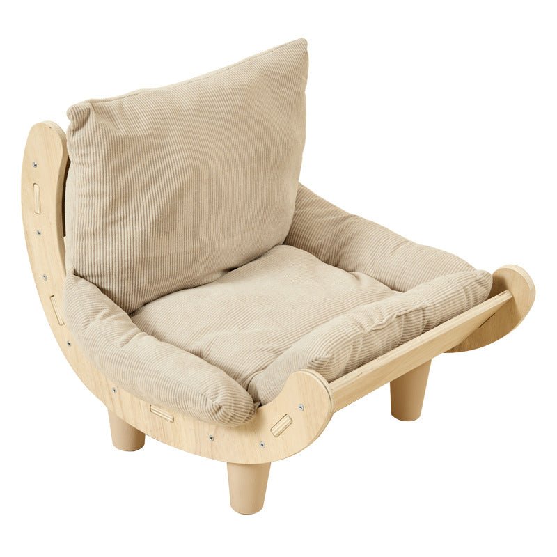 Beige cushioned chair on white background