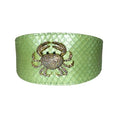 Load image into Gallery viewer, Sea Anemone Pearl Green Snake Wide Style Collar with rhinestone crab accessory
