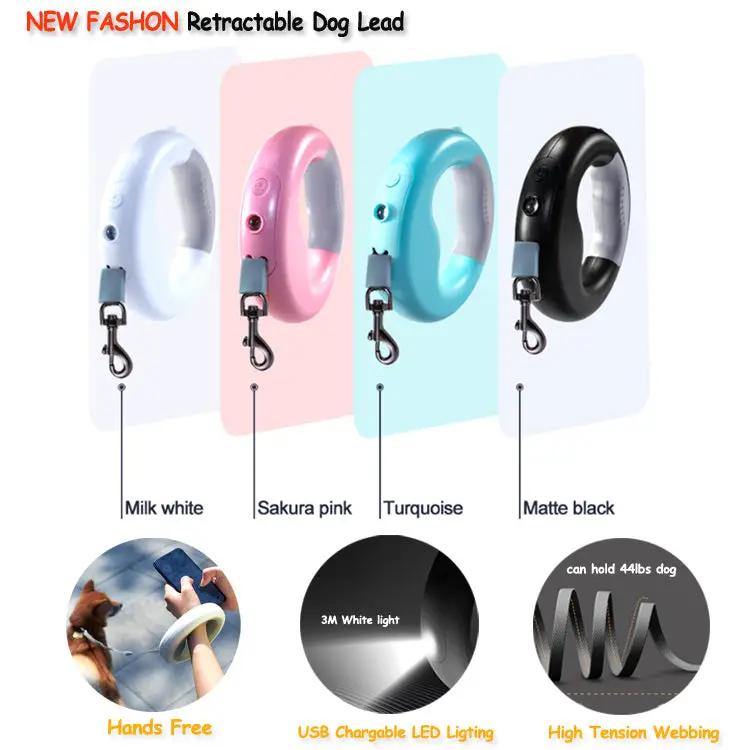 Premium LED Retractable Dog Leash 3m With Free Grooming Glove by Pawpampered