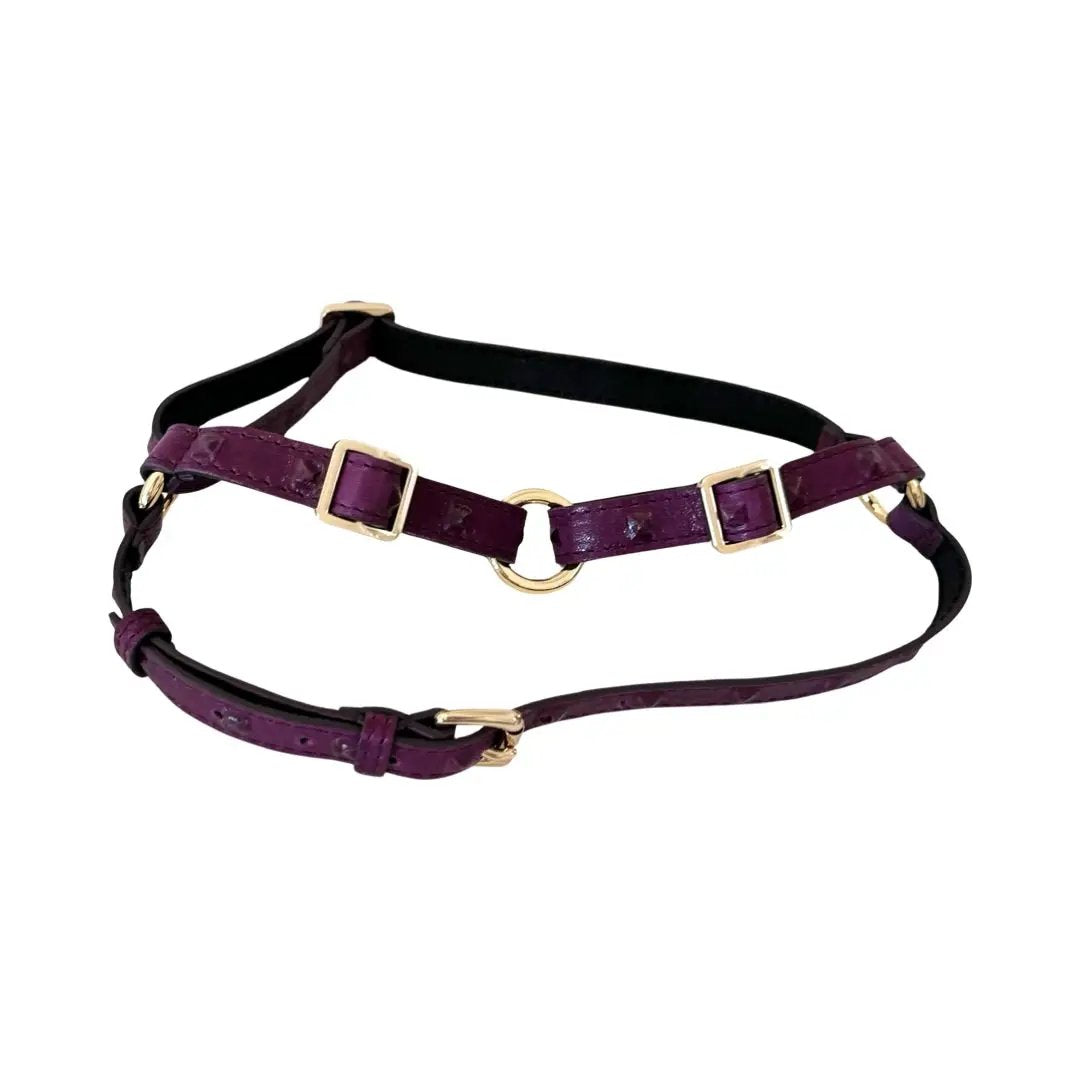 Glamourstuds Boysenberry Studded Italian Leather Harness by Allysa Payne Beverly Hills