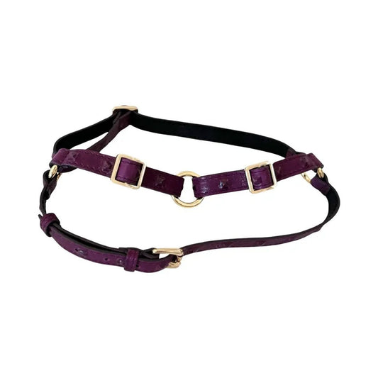 Glamourstuds Boysenberry Studded Italian Leather Harness by Allysa Payne Beverly Hills