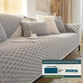 Load image into Gallery viewer, Plush Nordic sofa slipcover in light gray with chunky knitted texture on a 3-seater couch.
