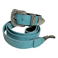 Carica l'immagine nel visualizzatore della galleria, Tiffany Collection Turquoise Croc Leather Collar Set by Allysa Payne Beverly Hills
