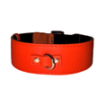 Load image into Gallery viewer, The Perfect Orange Classic Collar, orange leather with black lining and metal buckle and D-ring.
