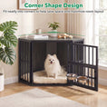 Carica l'immagine nel visualizzatore della galleria, Wooden dog crate end table by DirectDeals with adjustable bowl rack, black finish
