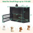 Carica l'immagine nel visualizzatore della galleria, DirectDeals wooden dog crate end table with adjustable bowl rack in dark wood finish, holds two bowls
