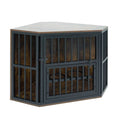 Carica l'immagine nel visualizzatore della galleria, Wooden dog crate end table with adjustable bowl rack, 35.5in, DirectDeals, dark frame
