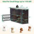 Carica l'immagine nel visualizzatore della galleria, Wooden Dog Crate End Table with Adjustable Bowl Rack by DirectDeals, dark wood finish
