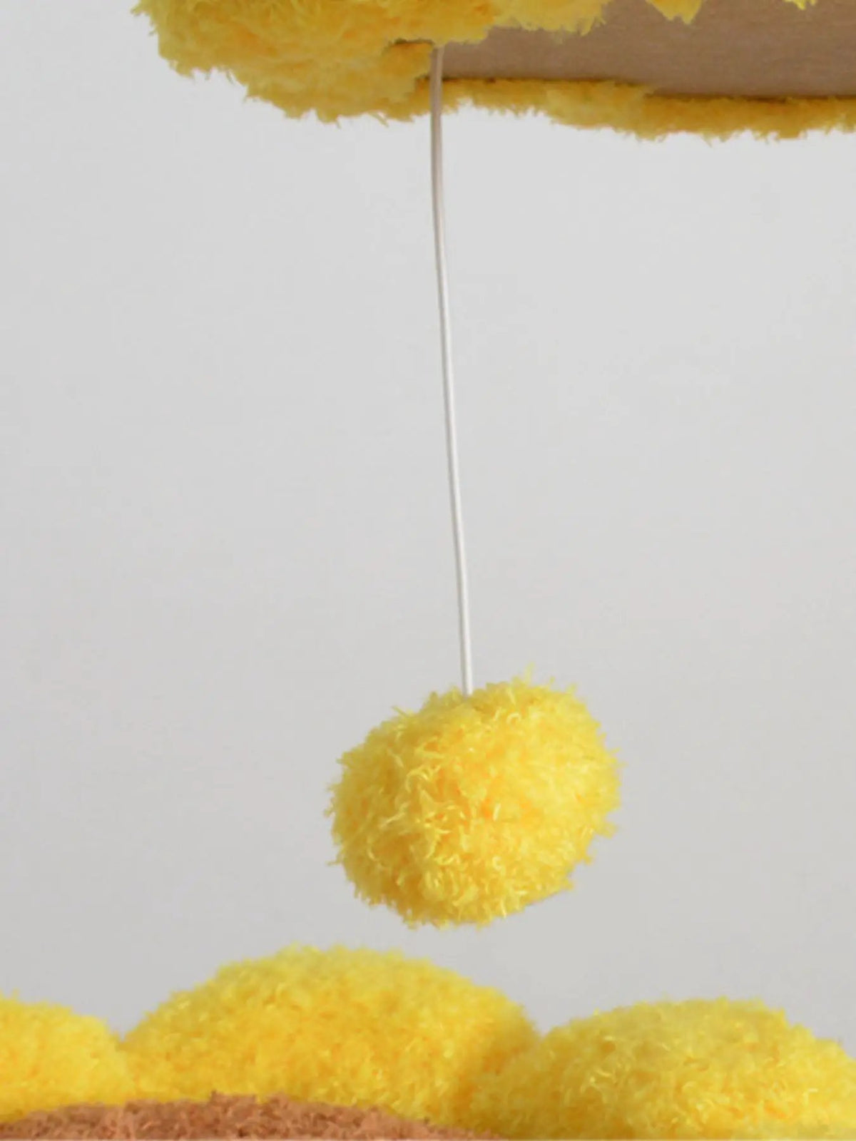 Sunflower Multi-Level Cat Tree & Condo by Pear Daisy with 5 yellow pom-pom decorations