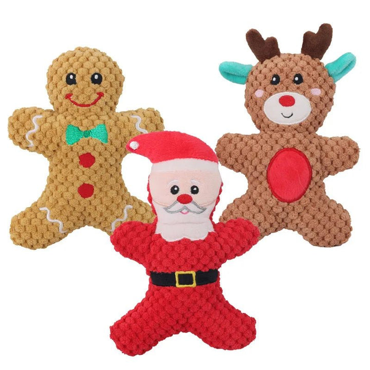 Christmas Plush Dog Toys – Santa, Reindeer, Gingerbread &amp; Donut – photo 2