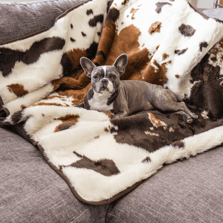 Paw.com PupProtector Waterproof Throw Blanket, Brown Faux Cowhide