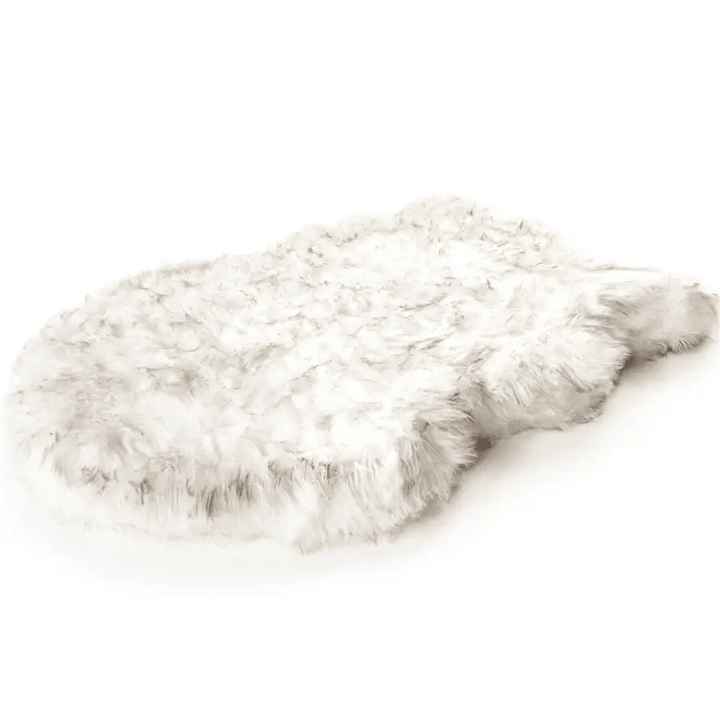 PupRug by Paw.com® Faux Fur Orthopedic Dog Bed - Curve White with Brown Accents