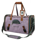 Carica l'immagine nel visualizzatore della galleria, Mr. Peanut's Gold Series V2.0 Pet Carrier with purple fabric and brown leather trim; air travel approved
