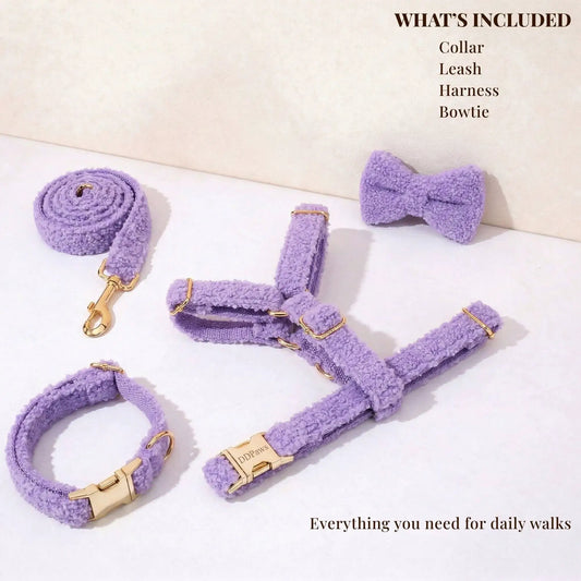 Teddy Purple Personalized No Pull Dog Harness Set With Matching Leash by DDPaws