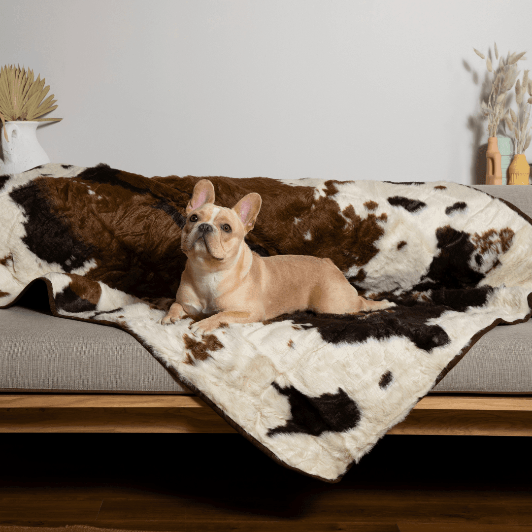 Paw.com PupProtector Waterproof Throw Blanket, Brown Faux Cowhide