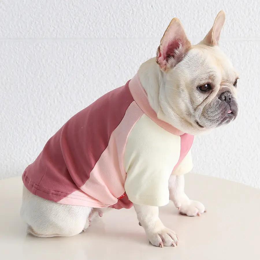 Pug & Frenchie Color-Block Tank by SOCKPET; pink and cream color-block dog costume.