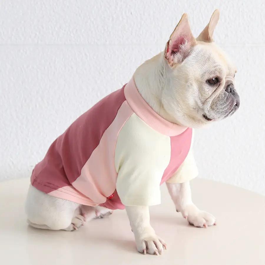 Pug & Frenchie Color-Block Tank by SOCKPET; pink and cream color-block dog tank top