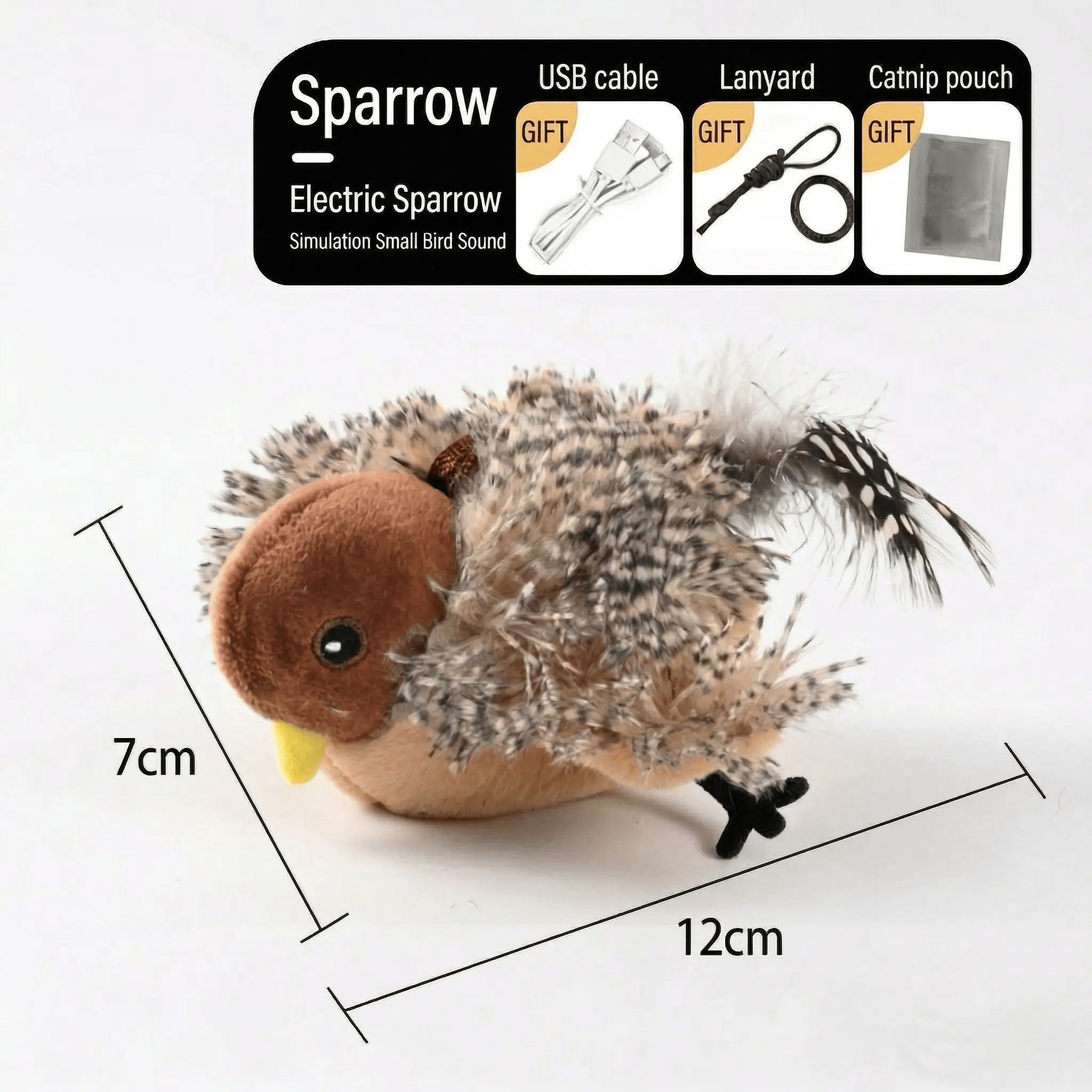 Flapping Bird Interactive Cat Toy With Realistic Wing Motion And Chirping Sounds For Indoor Play Engagement by Midfox